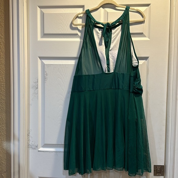 NWT! Bloomchic Green Knotted Back Mesh Insert Swim Dress One Piece Swimsuit 28 - Picture 9 of 11